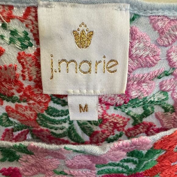 J. Marie Baby Blue Floral Embroidered Dress – Size Medium - Picture 6 of 8